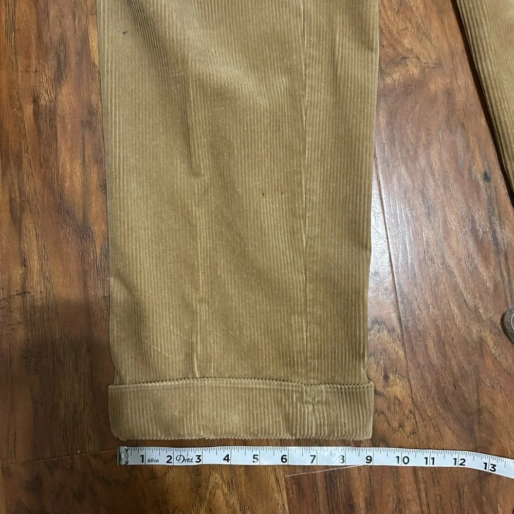 Vintage Corduroy Trousers Front Pleated Cuffed Hem Retro Swing 70s Flapper